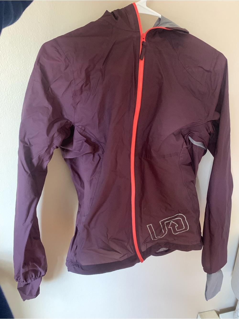 Ultimate Direction Women's Plum Hooded Rain Jacket with Coral Zip
